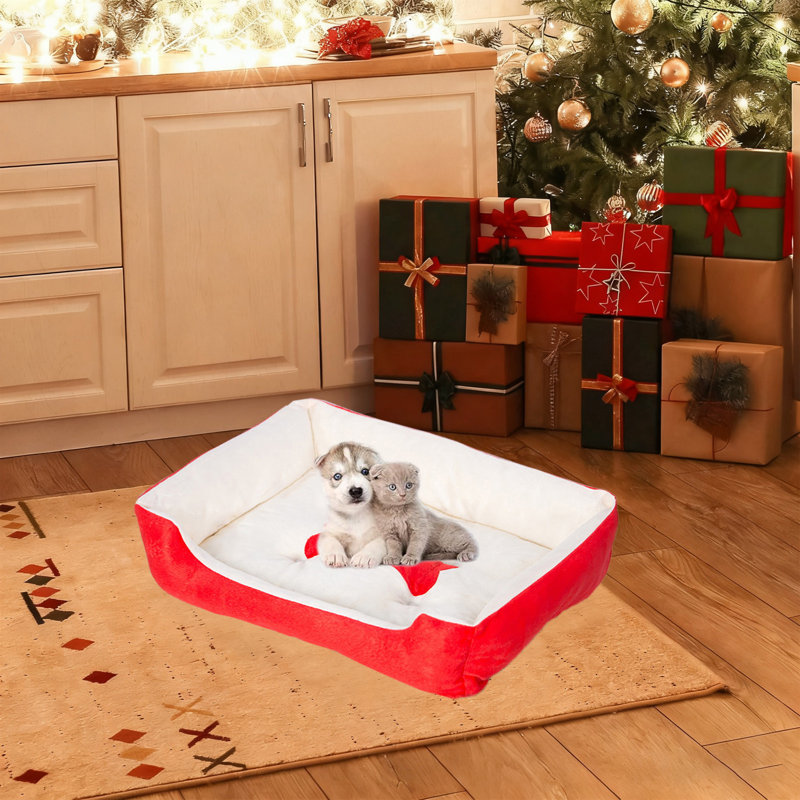 Niche chauffant pour chien à deux usages 15,8 x 19,7 po Christmas, m