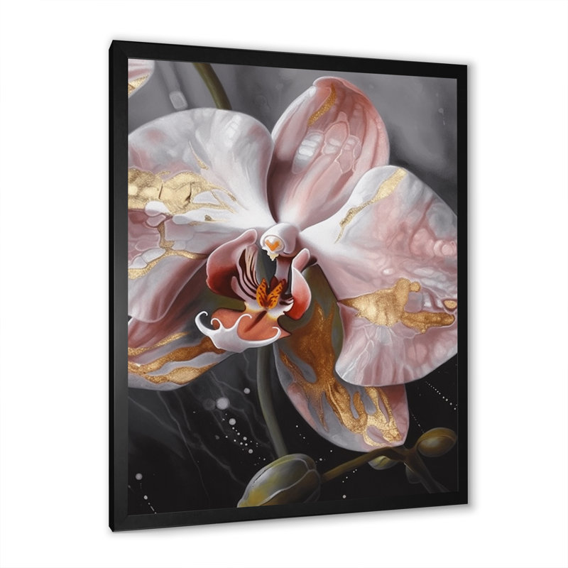 Orchidées roses exquises - imprimé, Cadre photo noir, H 40 po x l 30 po x P 1,5 po