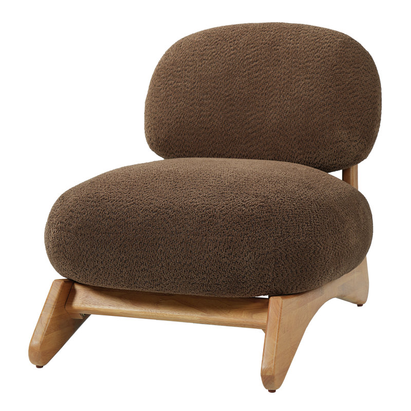 Chaise d'appoint rembourrée avec structure en bois massif Wren, Brown Cushion/Natural Frame