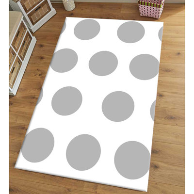 Tapis gris / ivoire en polyester tissé à la machine Delexis