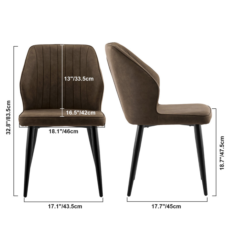 Upholstered Metal Dining Chair, Brown