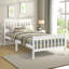 Lit simple en bois massif: plateforme avec tête de lit paisible et base de matelas, aucun sommier requis, conception en chêne et stable, couleur blanche