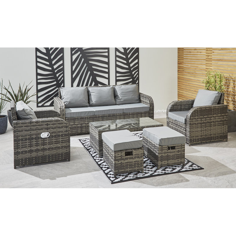 Sevierville Rattan 7 - Person Seating Group with Cushions
