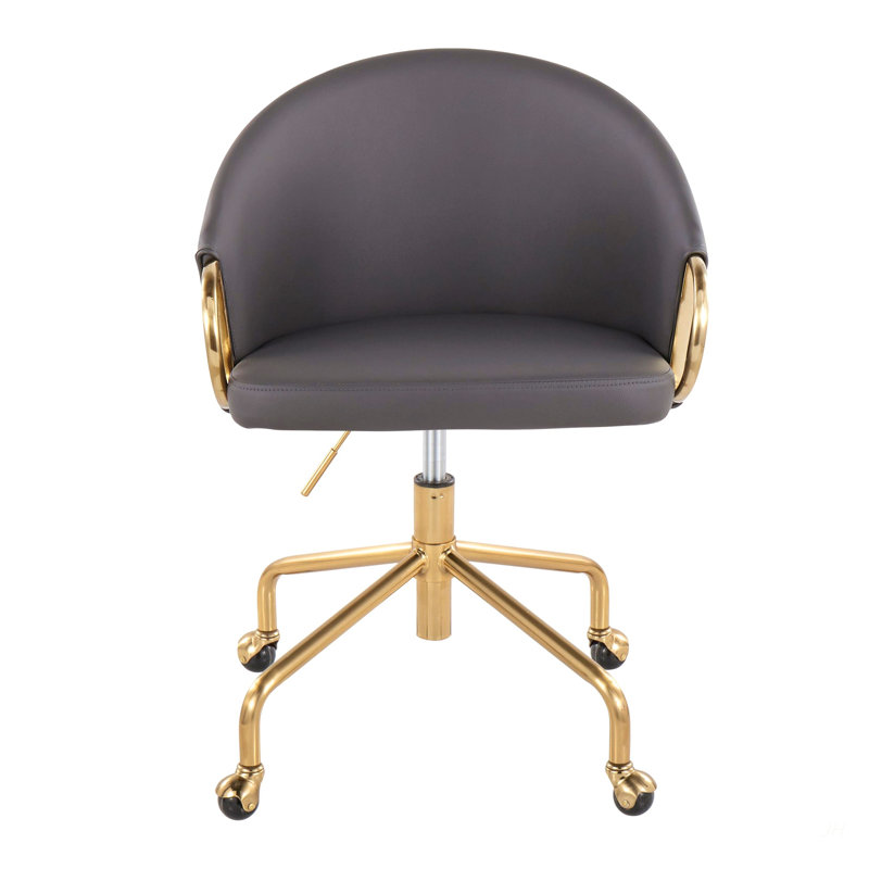 Chaise de travail contemporaine en métal doré, Gris