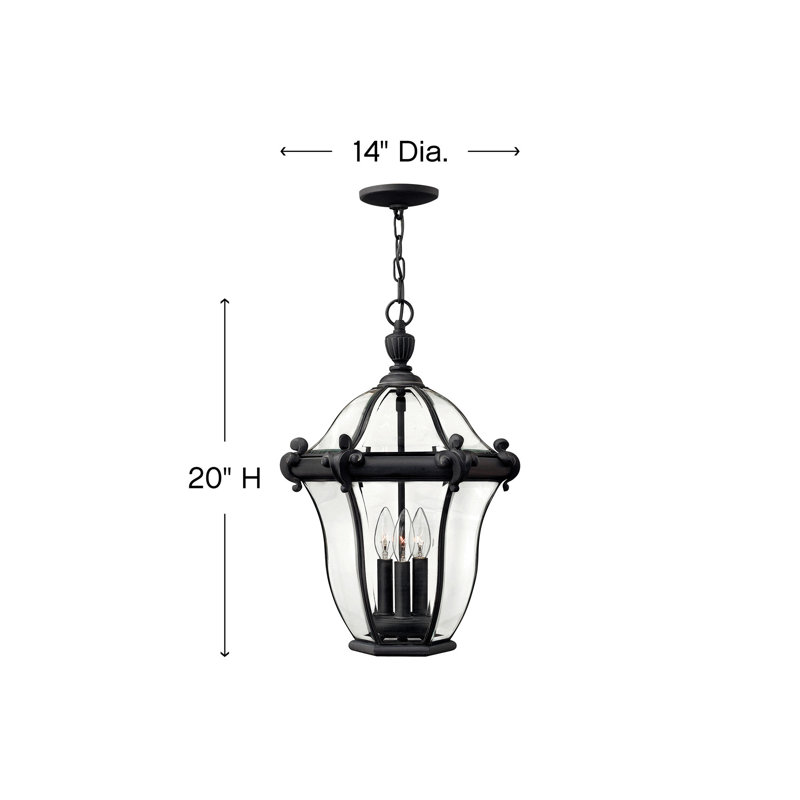 San Clemente 3 -Bulb 22" H Mains Only Outdoor Pendant, Museum Black