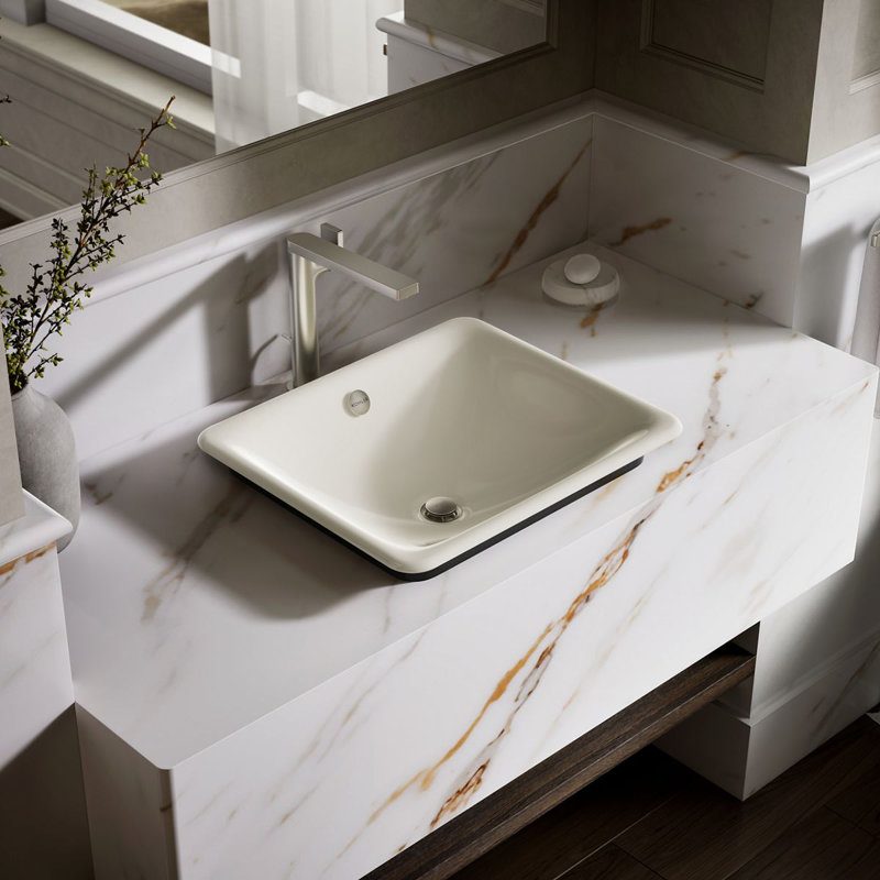 Iron Plains 6.3" Tall Metal Rectangular Bathroom Sink with Overflow, Suede