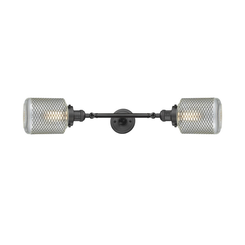 Éclairage pour meuble-lavabo à 2 lumières à intensité réglable Geri, Fil transparent, Cuivre antique, Incandescent
