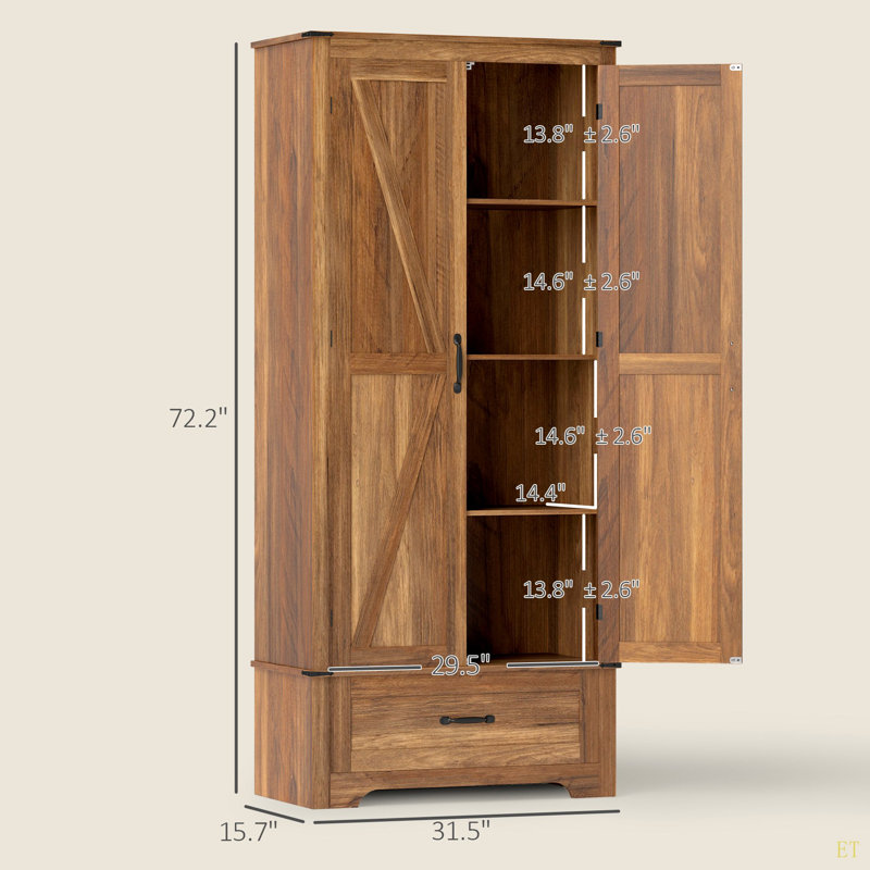 Armoire de cuisine, armoire avec tablettes réglables