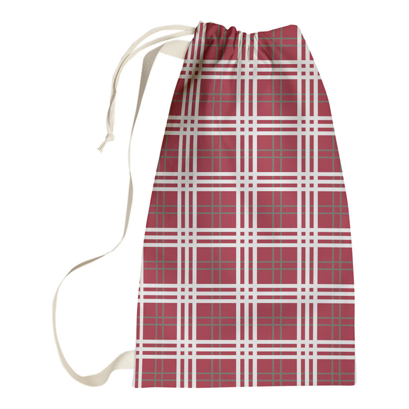 Fabric Laundry Bag with Handles, Red/Silver, Large (36" H x 28" W)