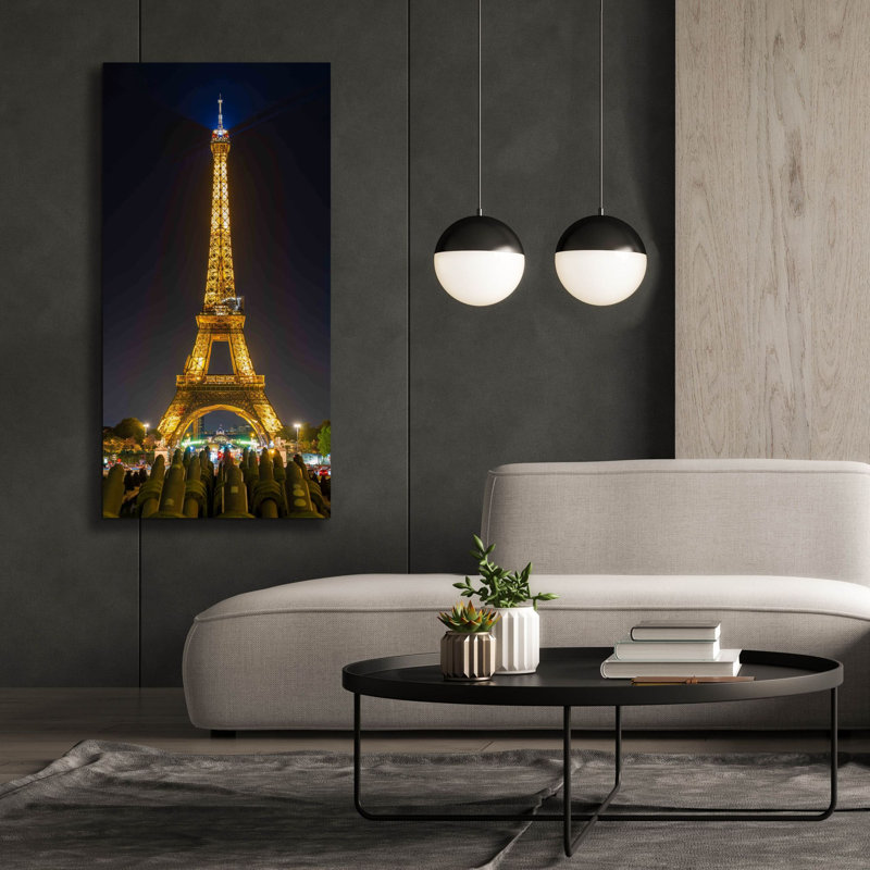 «Paris - Eiffel Tower At Night», art mural sur toile, H 60 po x l 30 po x P 1,5 po