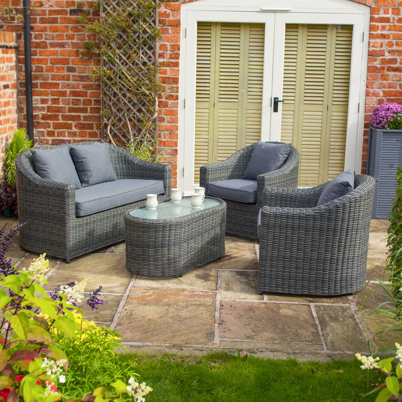 Rowlinson Bunbury Rattan Sofa Set, Grey
