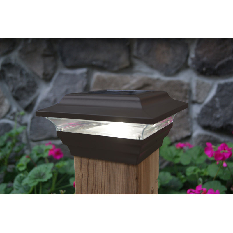 Black Aluminum LED Solar Post Cap Light for 5" x 5" Posts