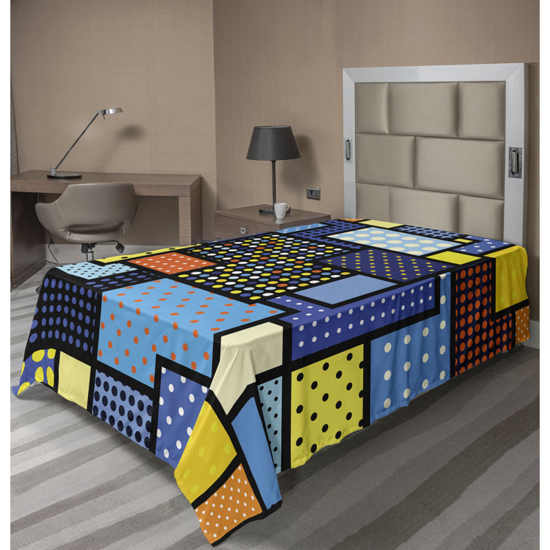 Multicolore drap plat à pois Ambesonne, Drap plat pour lit simple TG