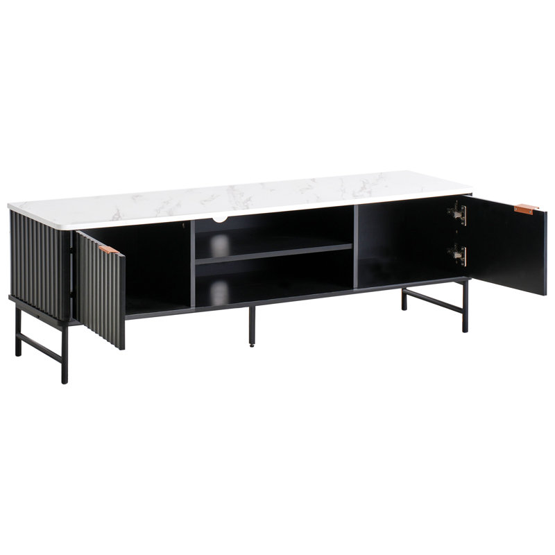 TV Stand GLASTONBURY, White/Black