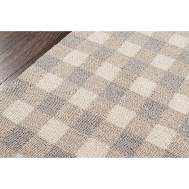 Tapis gris / brun clair / beige crocheté à la main Zager, Rectangle 5 pi x 7 pi