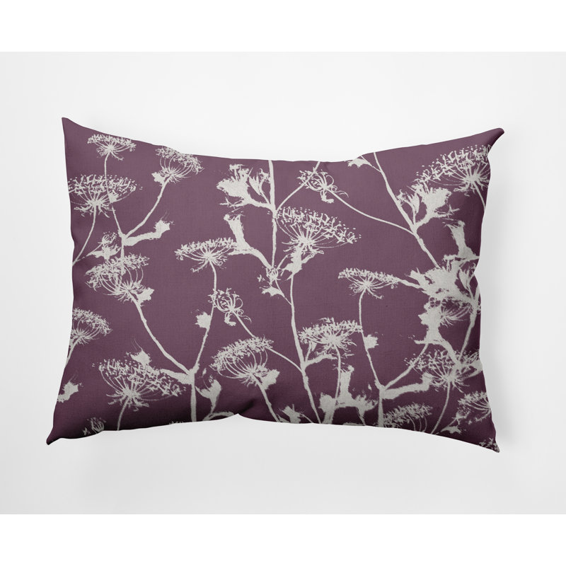 Floral Outdoor Reversible Throw Pillow, Purple