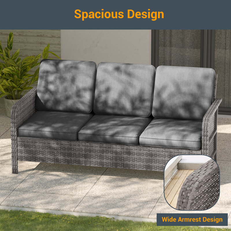 6 Piece Patio Conversation Sofa Set with Table, Grey