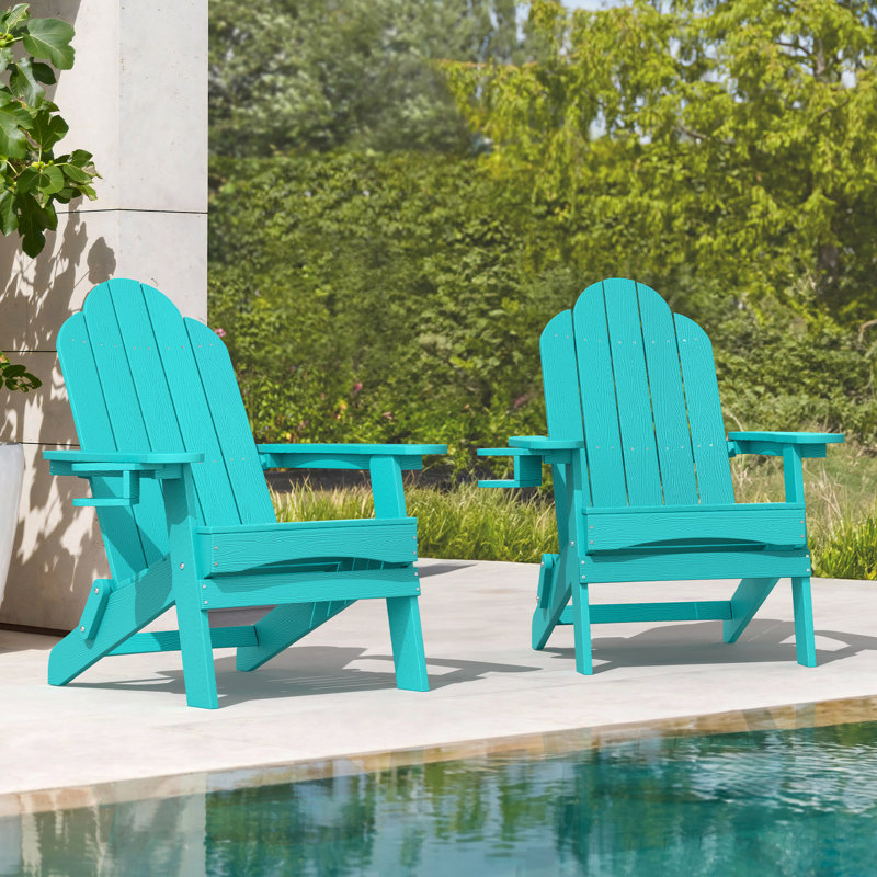 Chaise Adirondack pliable en plastique, Bleu Aruba