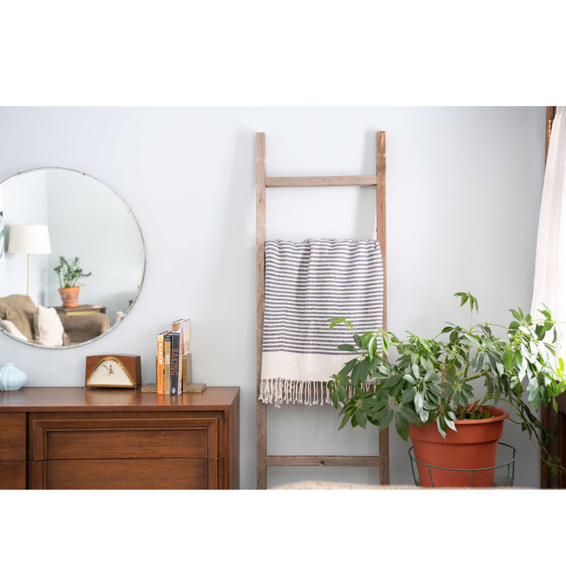 Étagère en bois rustique 6 marches, Gris patiné, H 65 po x l 17 po x P 3 po