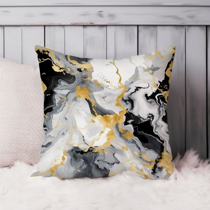 Abstract Black & Gold Strokes I Modern