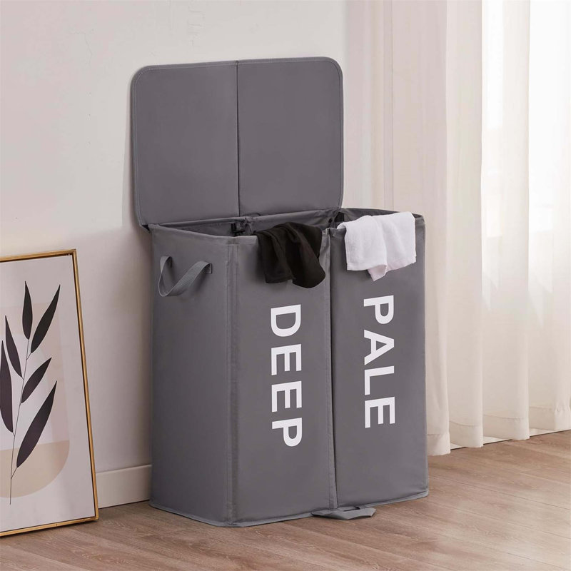 Bhargava Fabric Laundry Hamper with Handles, Grey, 65 x 60 x 35