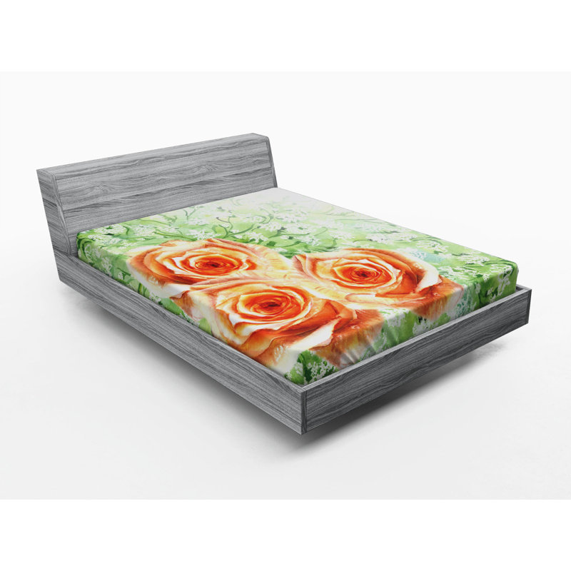 Microfiber Floral Fitted Sheet, Full Fitted Sheet