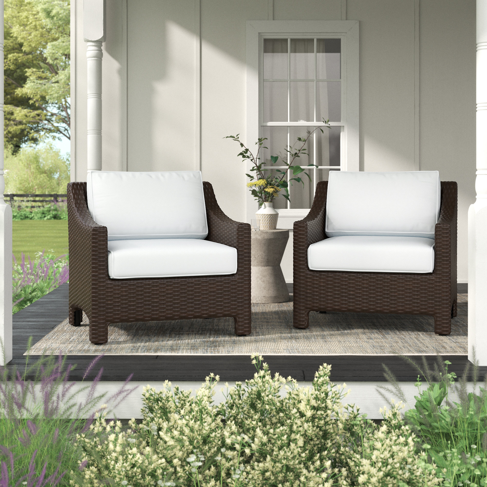 Wicker Outdoor Lounge Chair , Sunbrella® Cushions Included