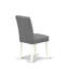 Amelius Kitchen Chairs Set of 2 - Platinum Grey Polyester Fabric Padded Seat and Button Tufted Chair Back - Linen White Finish, SET OF 2-1843514481-1843514488