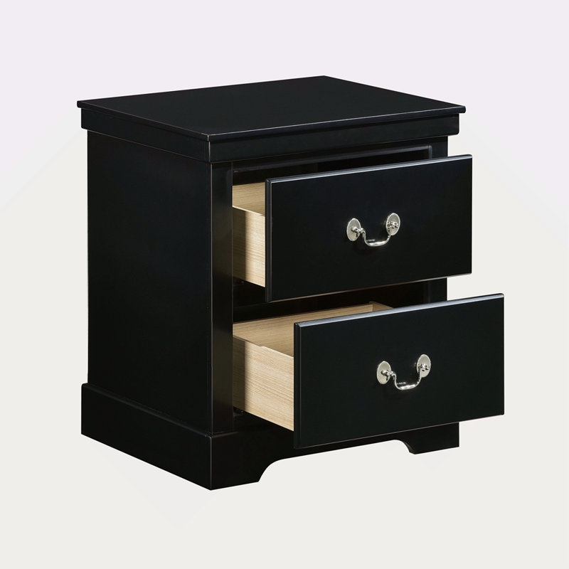 Table de chevet en bois 1Pc, Noir