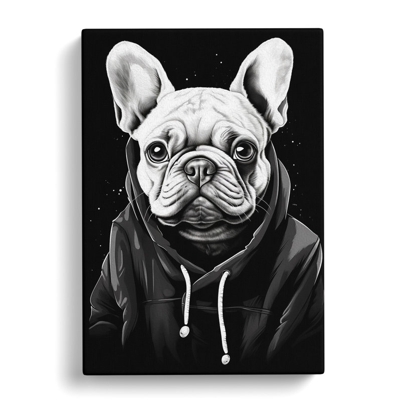 French Bulldog Line Art - Wrapped Canvas, 60cm H x 40cm W x 3cm D