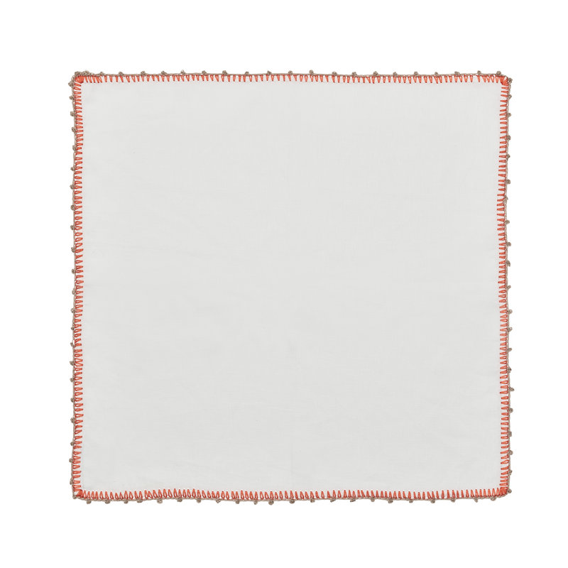 Knot Edge Linen Napkin, White/Natural/Orange