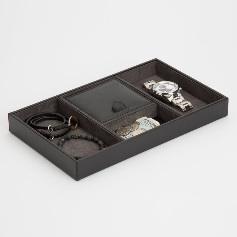 Plateau de rangement pour bijoux valet Persinger, Noir / Gris