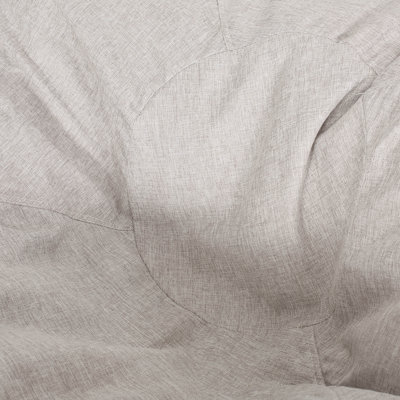 Maxi 5 Foot Two Color Fabric And Faux Leather Rounded Bean Bag, Light Grey And Coffee Brown