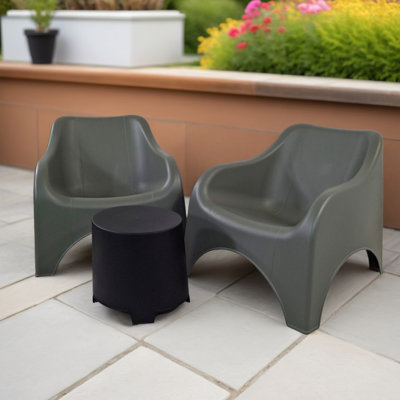 LODI Side Table with 2 VERONA RELAX Chairs Set Coral Red