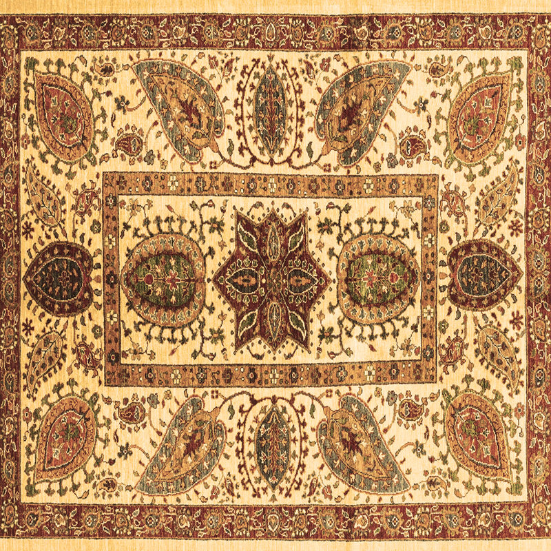 Tapis carré en laine / polyester oriental brun tissé à la machine 4 pi x 4 pi