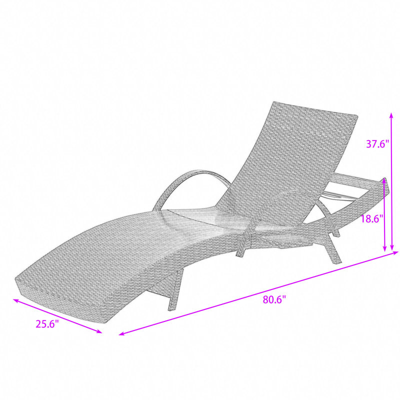 2Pcs 80" Wicker Chaise Lounge with Adjustable Backs and Integrated Side Tables for Outdoor Lounging, Dark Brown