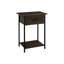 24" High Side Table With Drawer - Dark Oak Laminate And Black Metal Finish Storage Shelf Appeal