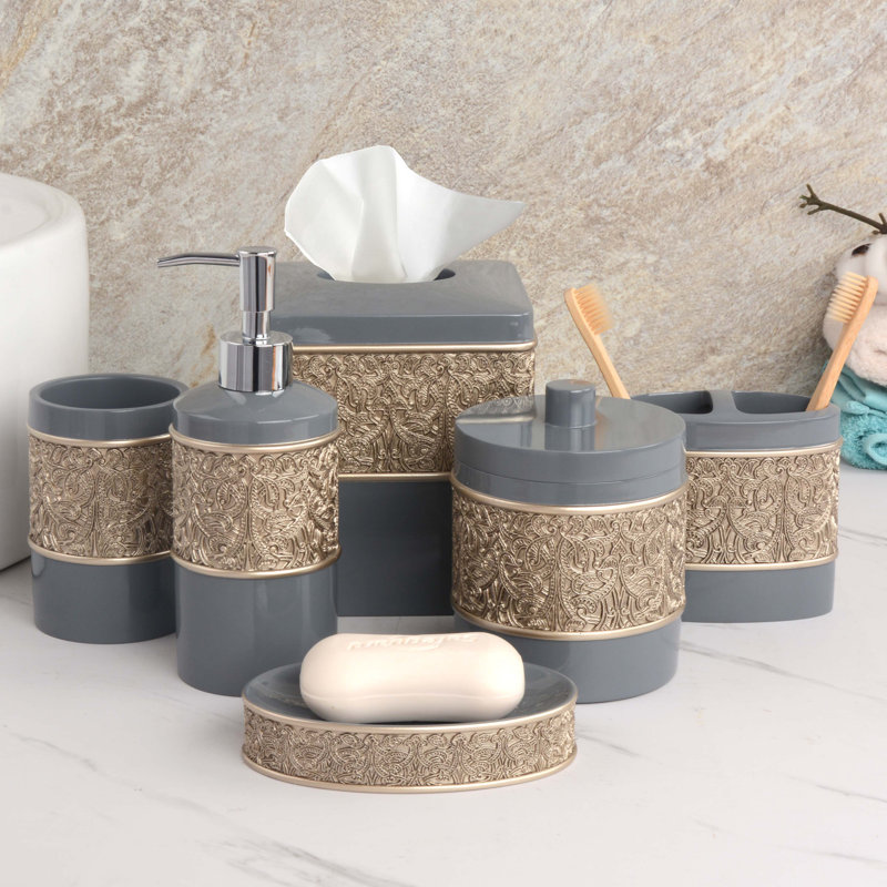 Ensemble d'accessoires de salle de bain 6 pièces Fionola - Organisateur élégant pour la maison et les décorations de Noël