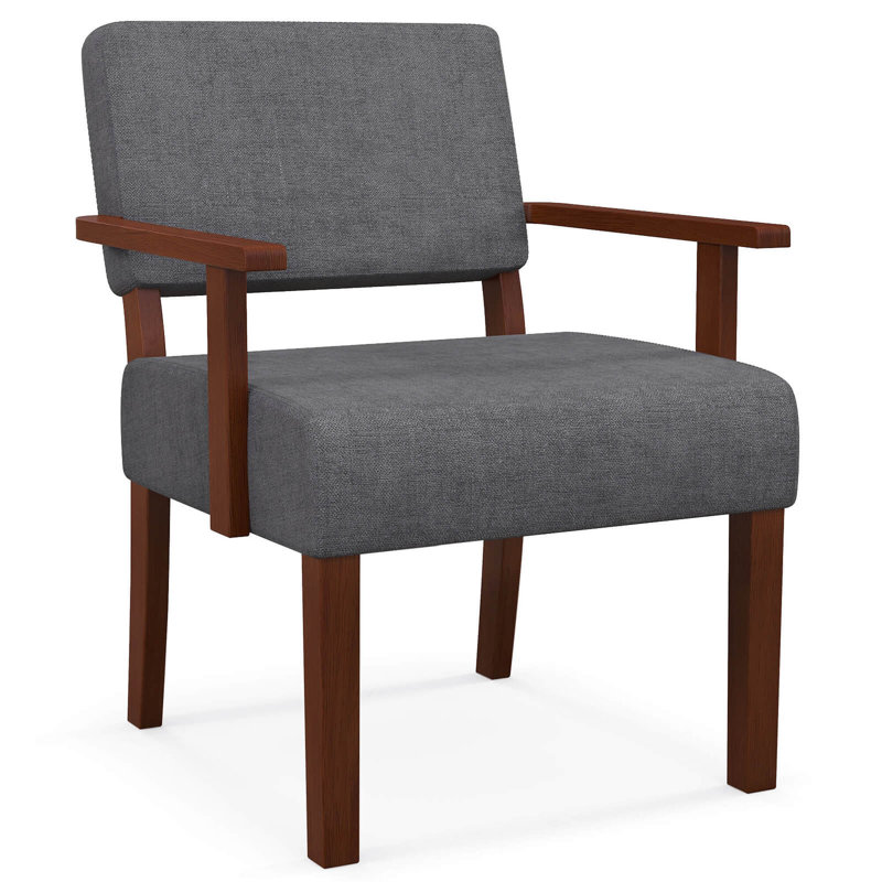 2pcs Linen Accent Chair Living Room Chair With Soft Padded Seat & Backrest, Gray Linen