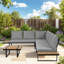 279.5cm Wide L-Shaped Metal Patio Sectional Set