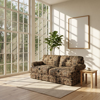 Heirloom 74" W x 38.2" D x 33.5" H Oxford Fabric 3-Seater Rolled Arm Skirted Sofa