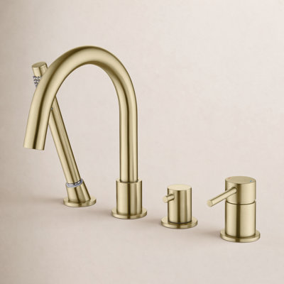 Circular Deck-Mounted Tub Filler with Diverter