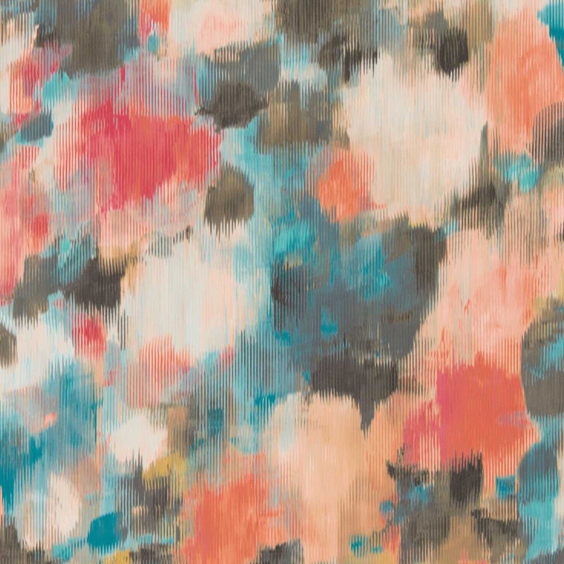 Exuberance 10.05m x 52cm Wallpaper Roll, Coral/Turquoise