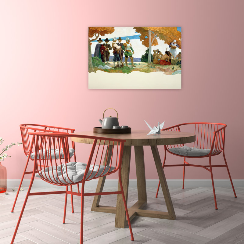 "Thanksgiving with Indians", 1940, impression d'art mural contemporain, H 24 po x l 36 po