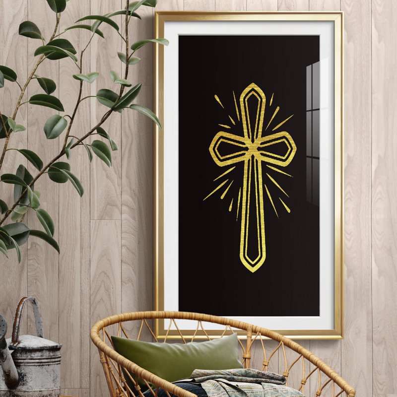 The Cross - Reproduction d'art graphique encadré, Papier encadré doré, H 14,5 po x l 26,5 po x P 1,5 po