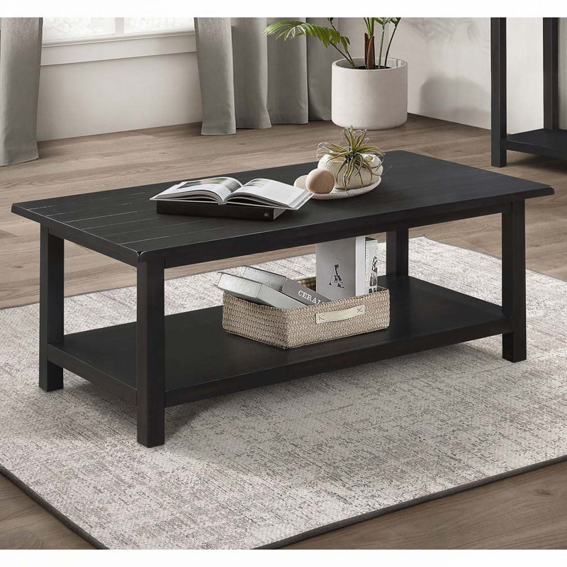 Table basse en bois avec tablette, Espresso