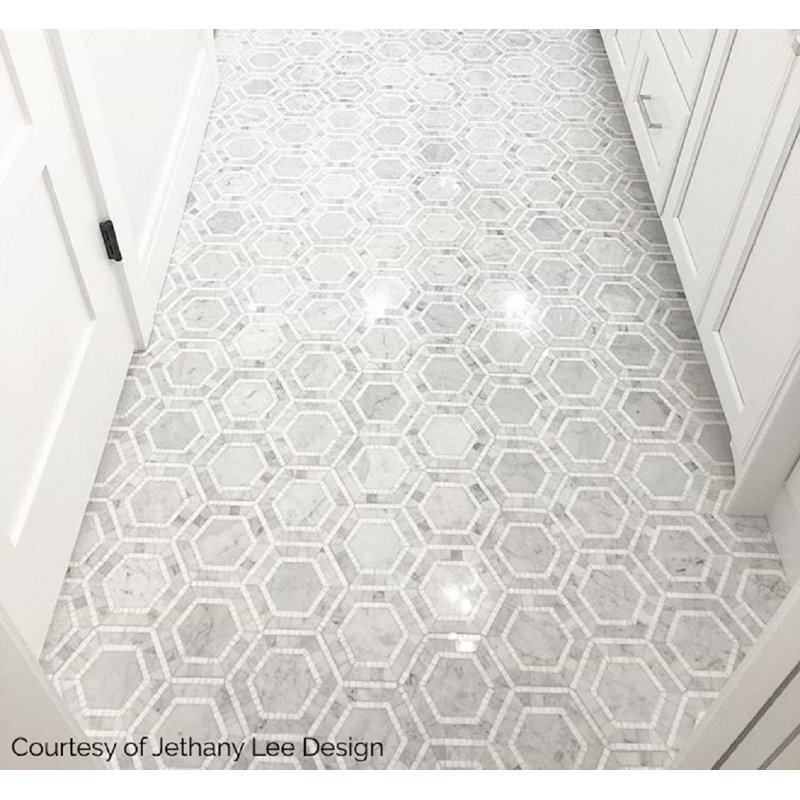 Nova 6" Hexagon Polished Marble Mosaic Tile, Lynx