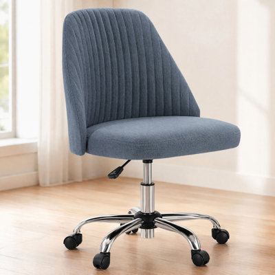 Mercier Upholstered Armless Task Chair, Home Adjustable Swivel Makeup Chair