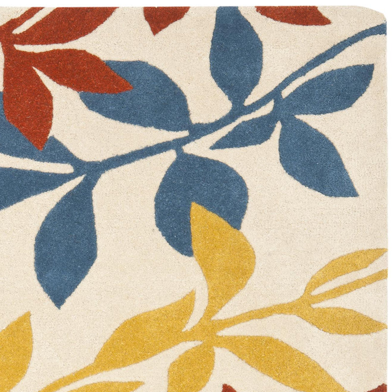 Tapis floral en laine et viscose touffeté à la main Avayah Soho, Rectangle 7 pi 6 po x 9 pi 6 po