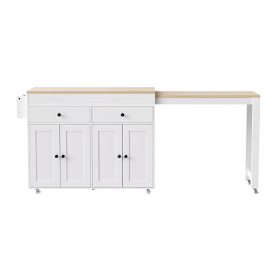 74.5 Inch Kitchen Island With Extendable Dining Table (Not Include Stools)